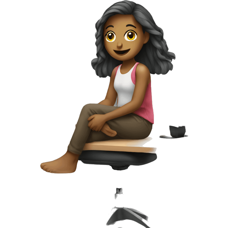 Girl sitting on desk emoji