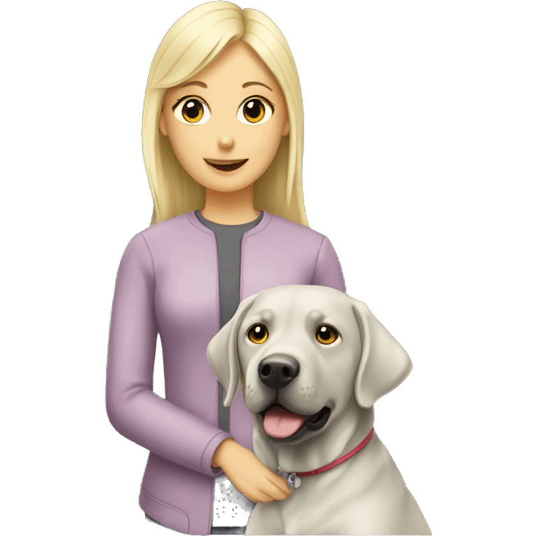 Silver Lab wearing with blonde girl emoji