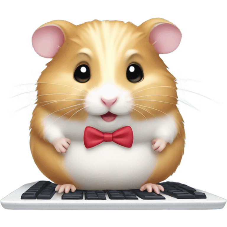 Hamster with with bow typing on computer  emoji