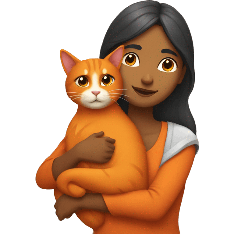 indian lesbian hugging orange cat emoji