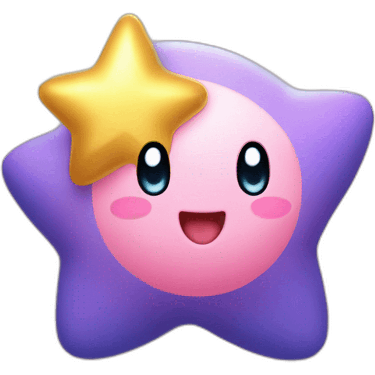 cute happy Kirby with a golden star emoji