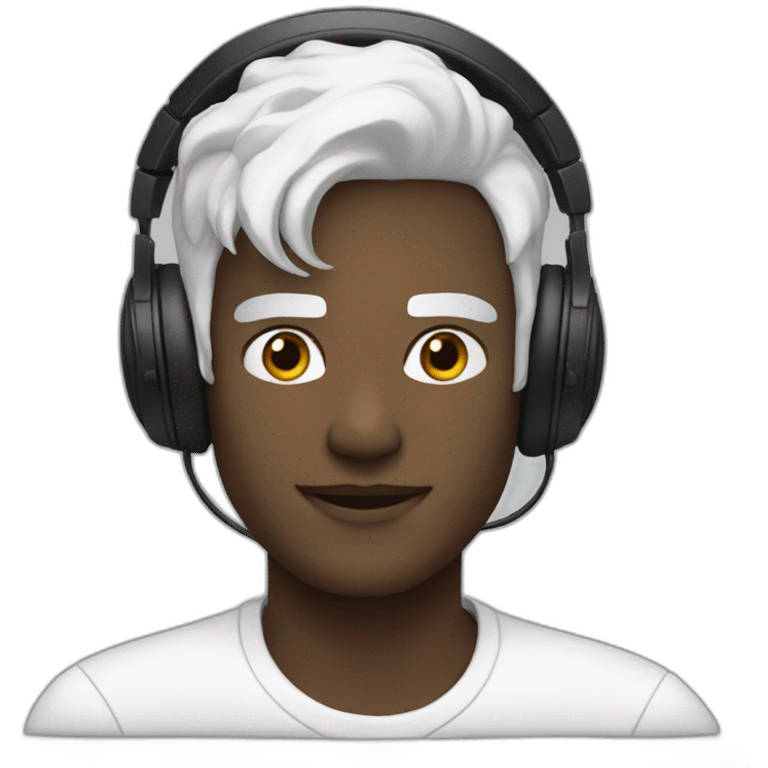 White John summit with black hair djing emoji