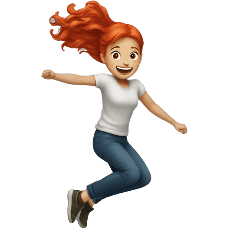 Red hair girl jumping  emoji