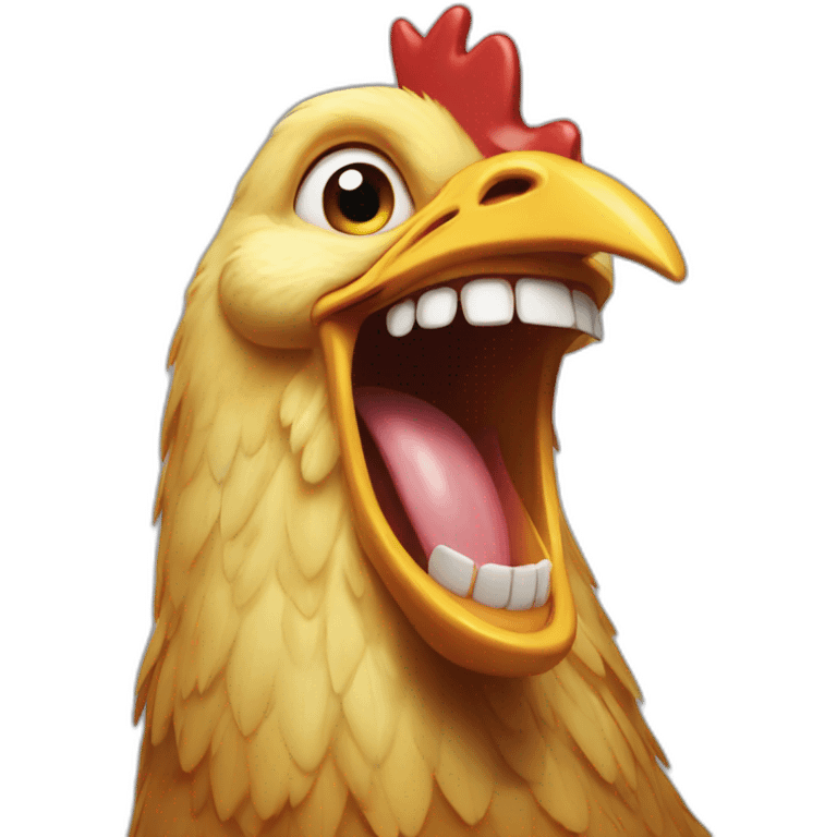 chicken laughing with teeth emoji