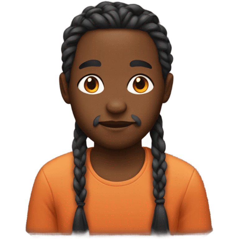 Black man with braids kissing a fox emoji