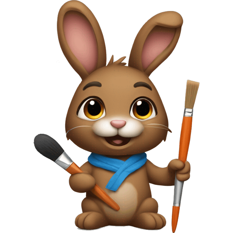 Brown bunny with a paintbrush  emoji