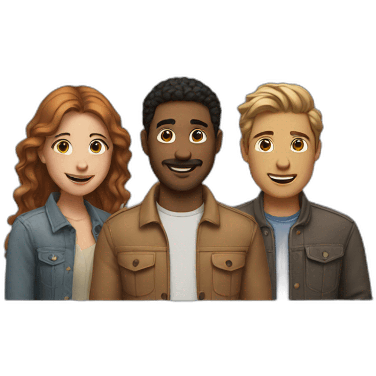 three friends, one girl and two guys emoji