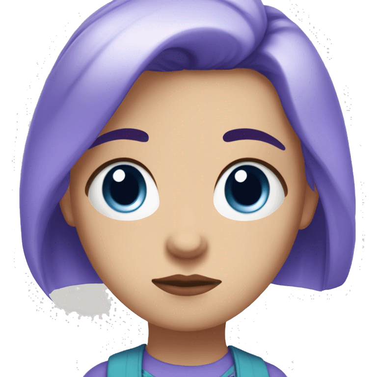 White Girl with blue and purple hair looking sad, pouty, face, and bottom lip sticking out emoji