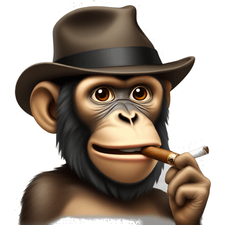 Monkey with a cigar in his mouth and a hat on emoji