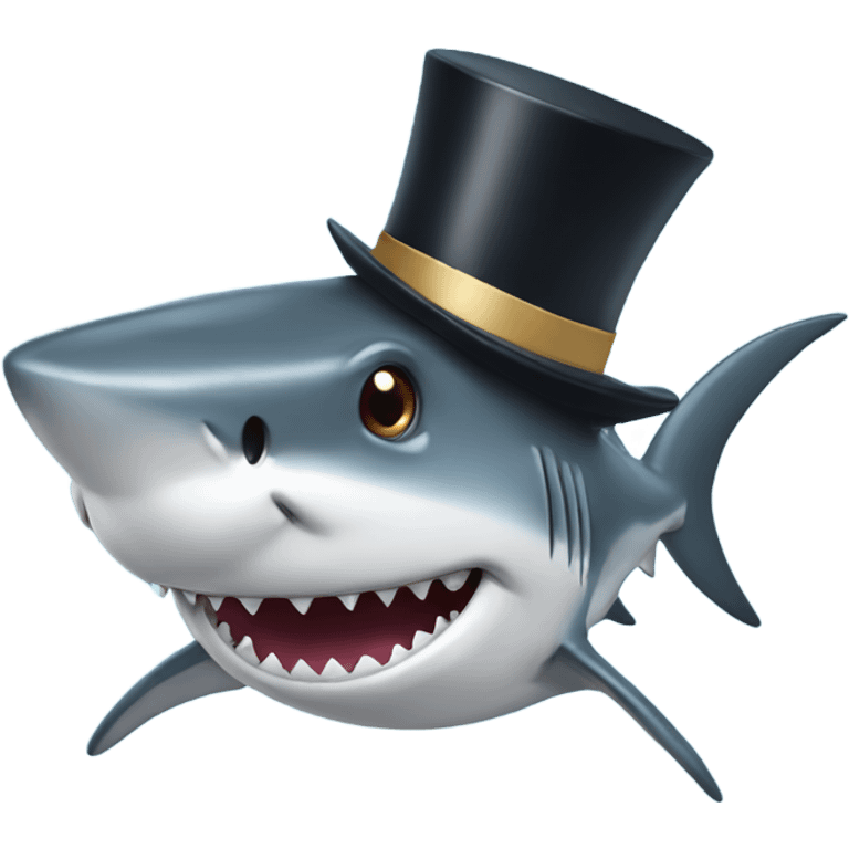 Shark with a top hat emoji