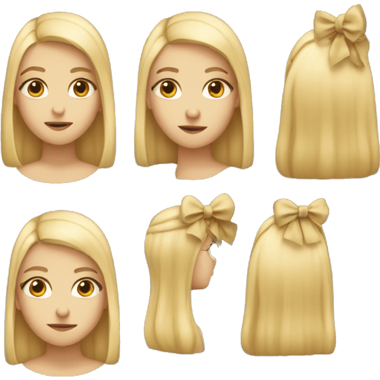 blonde girl standing backwards with a bow on her head emoji