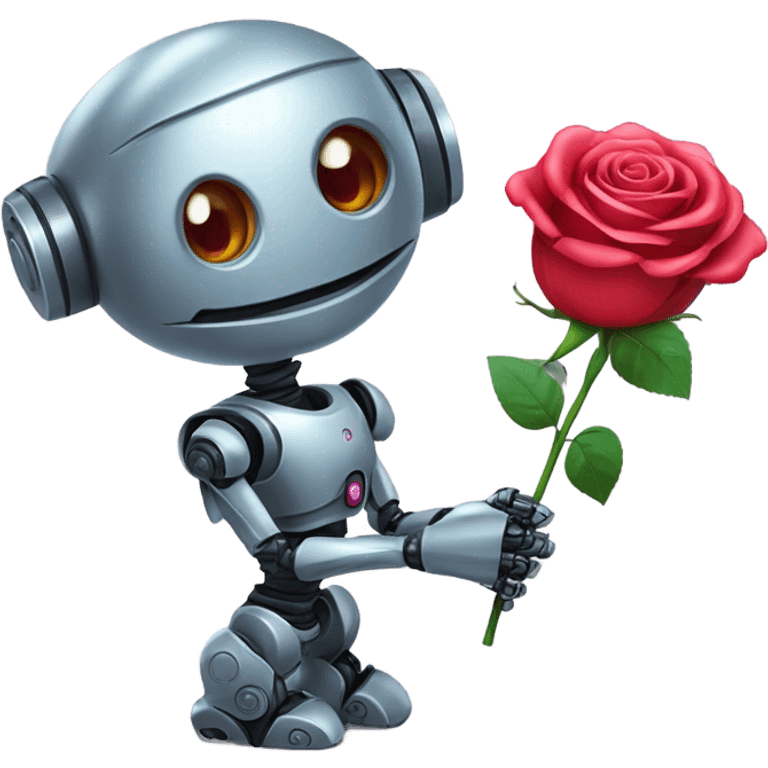 cute-robot-holds-a-rose emoji