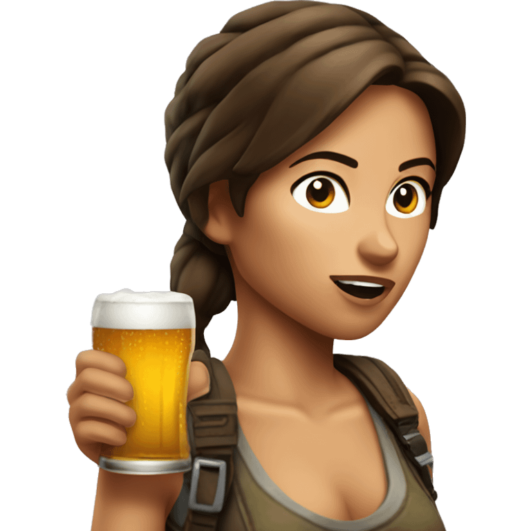 lara croft drinking beer emoji