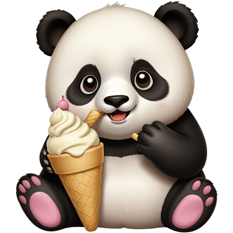 Panda eating ice cream emoji