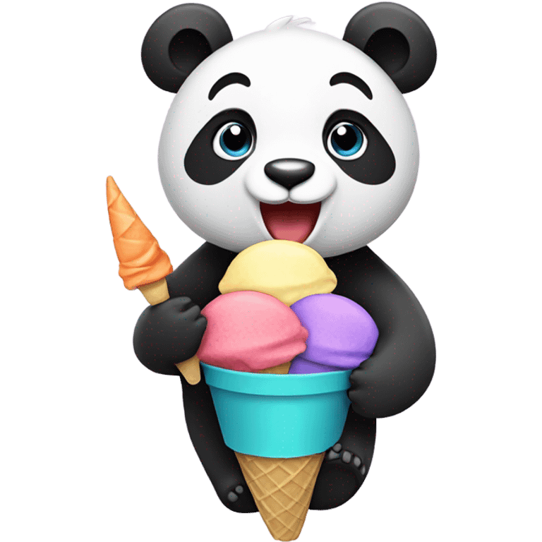 Panda eating ice cream emoji