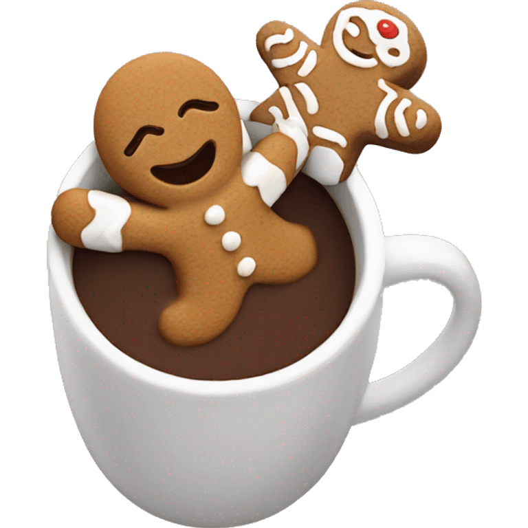 Gingerbread swimming in hot chocolate  emoji