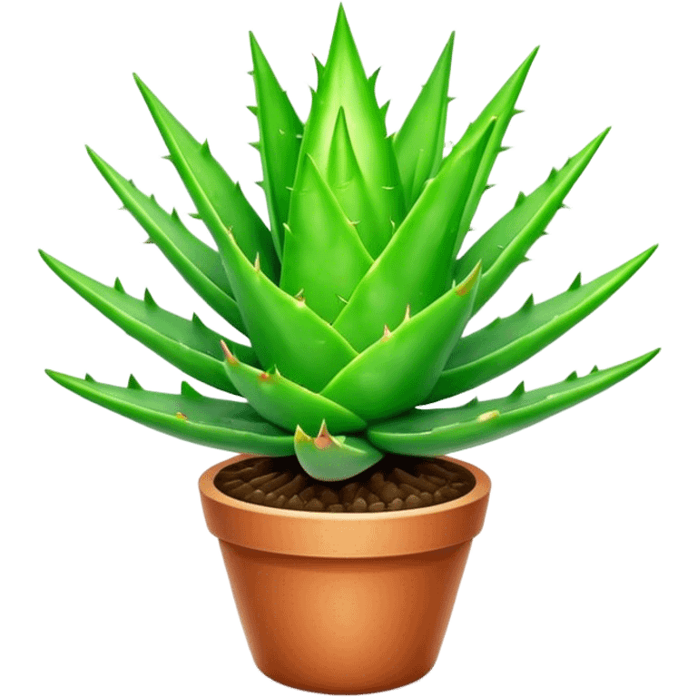 Cinematic Realistic Aloe Vera Emoji, Plump and succulent, with thick, fleshy leaves arranged in a star-like rosette. The vibrant green leaves have a slightly spiky texture, exuding a sense of resilience and healing. Soft glowing outline, capturing the essence of natural wellness and desert vitality in a flourishing aloe vera plant! emoji