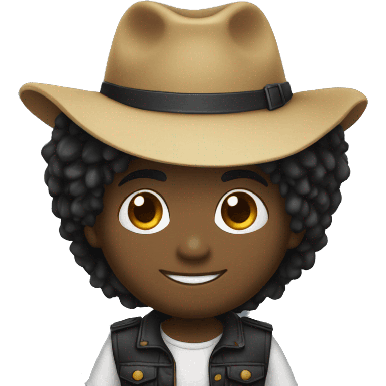 Vaqueiro Chibi com o chapeu preto fofinho emoji