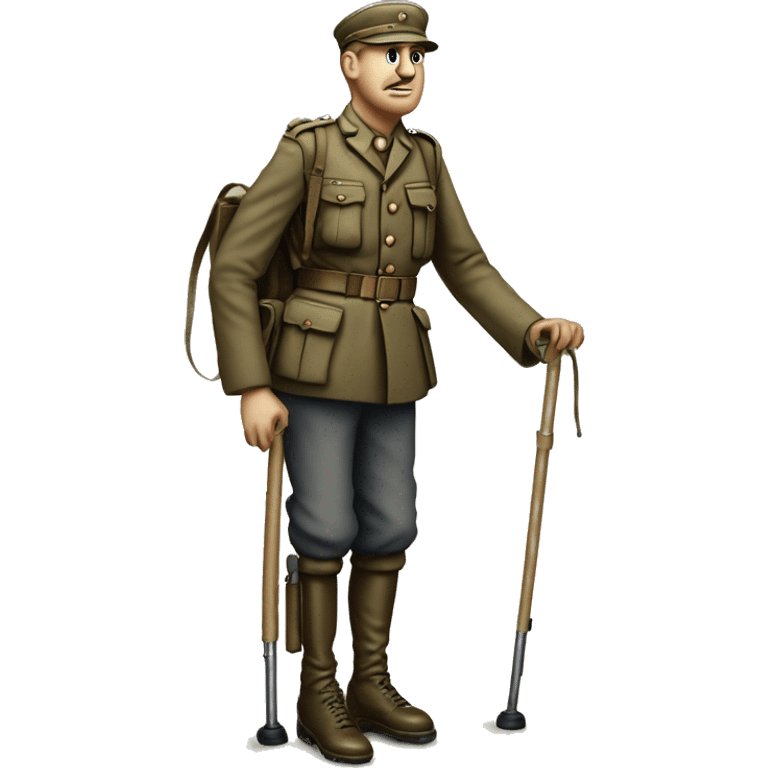 disabled ww1 soldie with amputation on crutches emoji