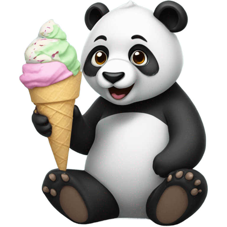 Panda eating ice cream emoji