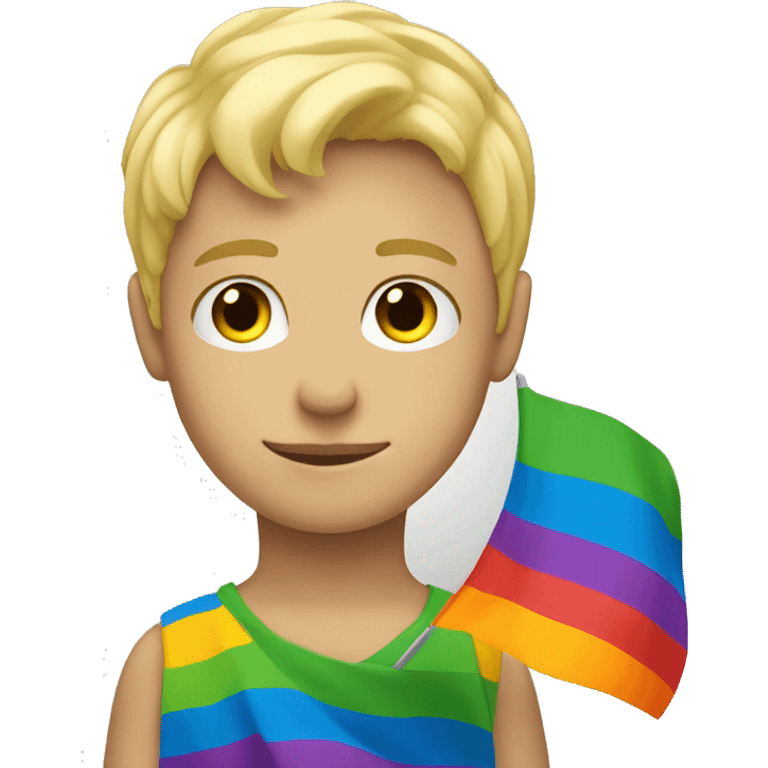 blonde boy with pride flag emoji