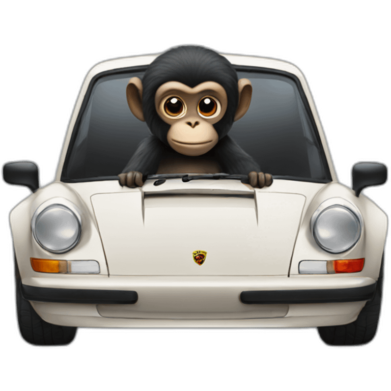 a black monkey sitting in a Porsche emoji