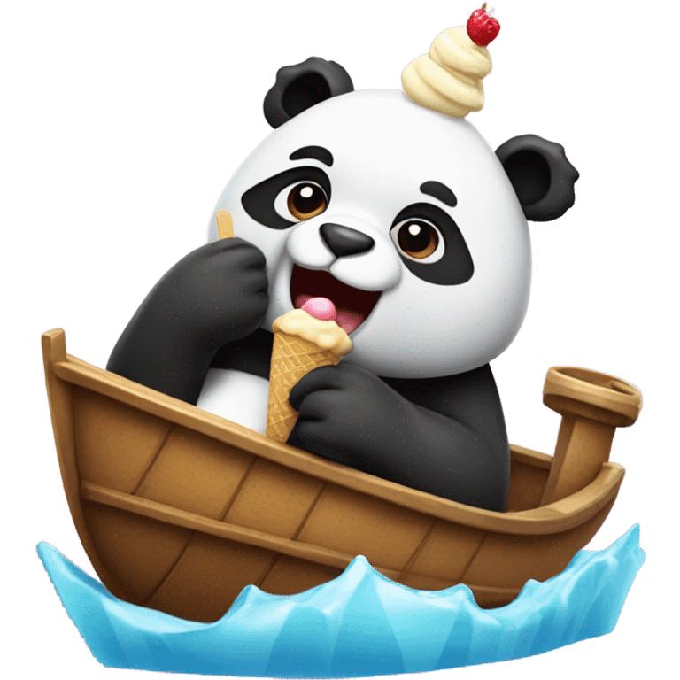 Panda eating ice cream on a boat  emoji