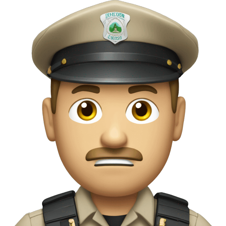 Game warden looking serious and mad with drown controller in hand emoji