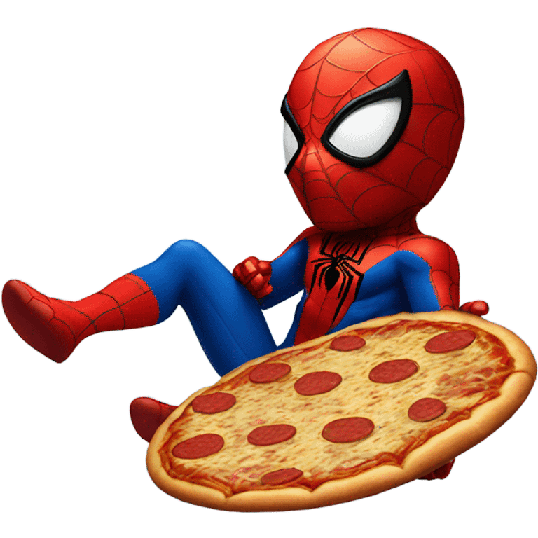 Spiderman eating pizza emoji