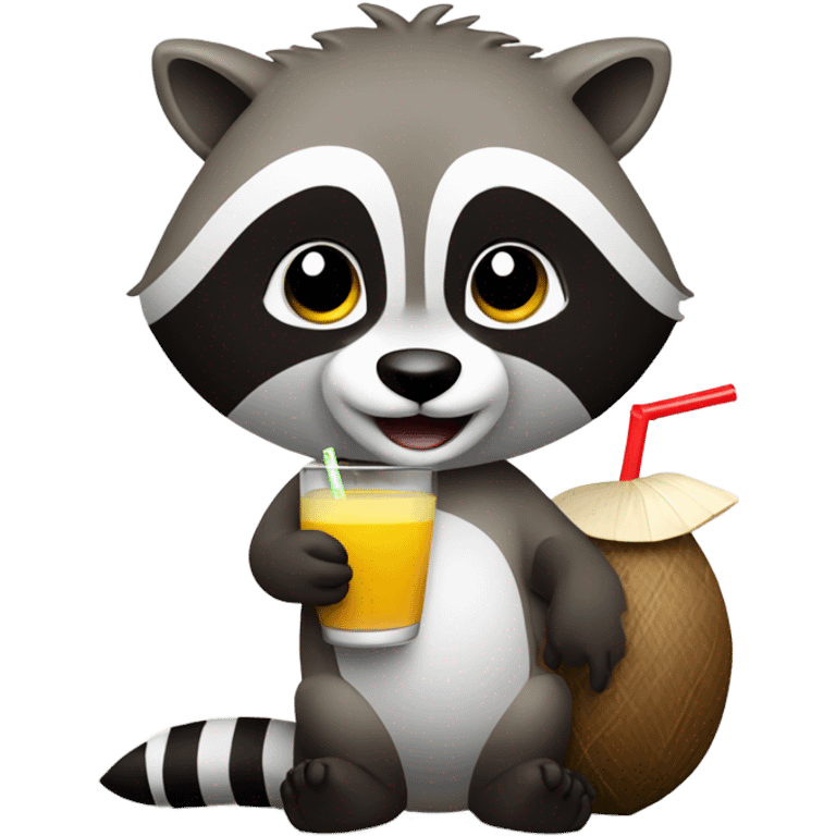 raccoon with a coconut drink  emoji