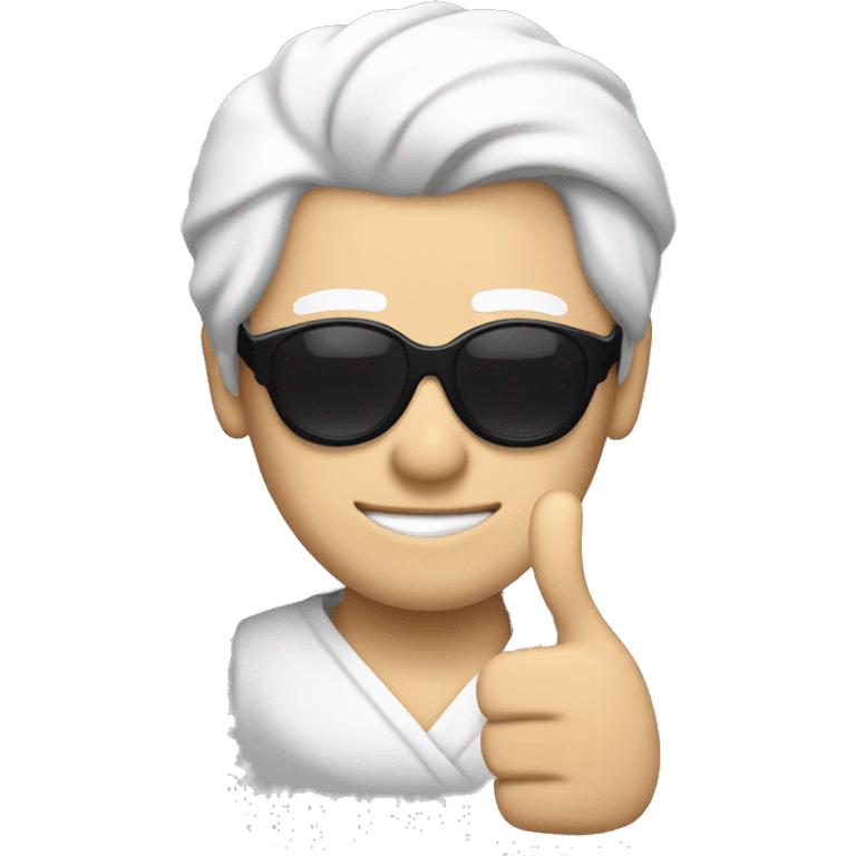 Japanese White haired guy with black blindfold doing a thumbs up sign  emoji