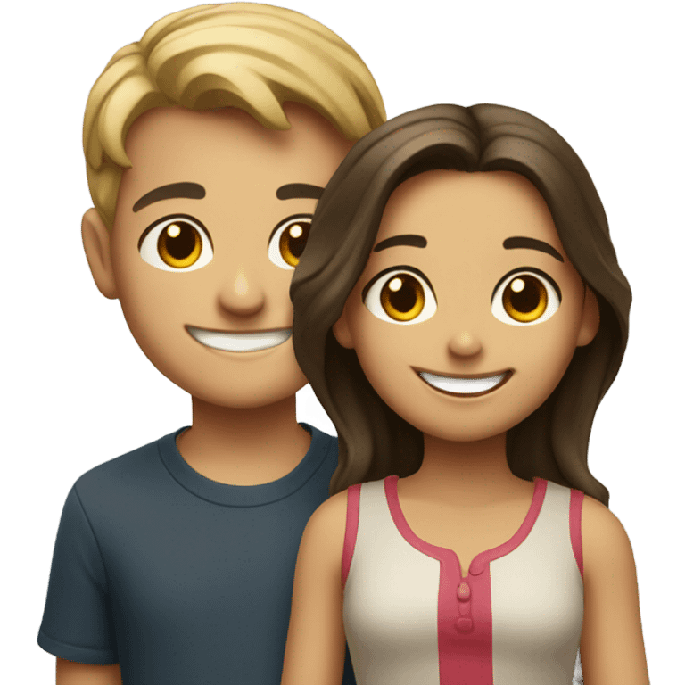 boy and girl smiling at viewer emoji