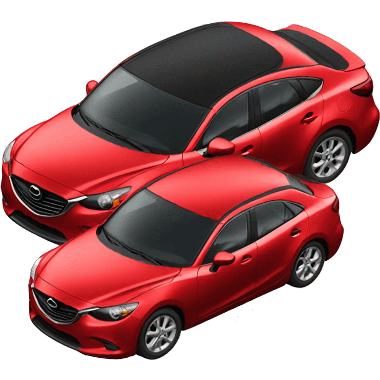 Red mazda sedan car with black rooftoptent emoji