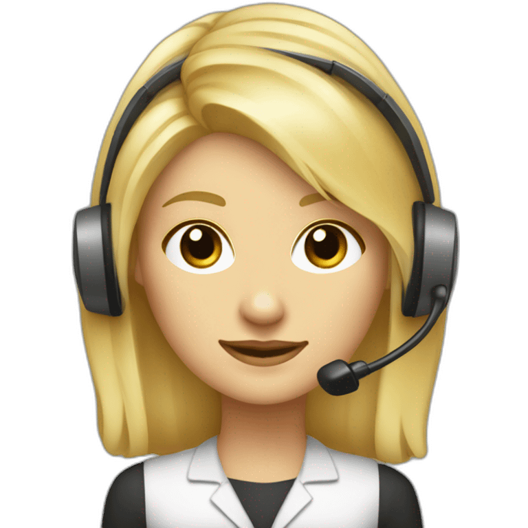 secretaire blonde avec un casque téléphone coupe de cheveux au carré emoji