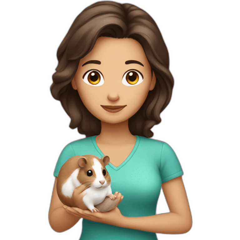 Brunette holding hamster emoji