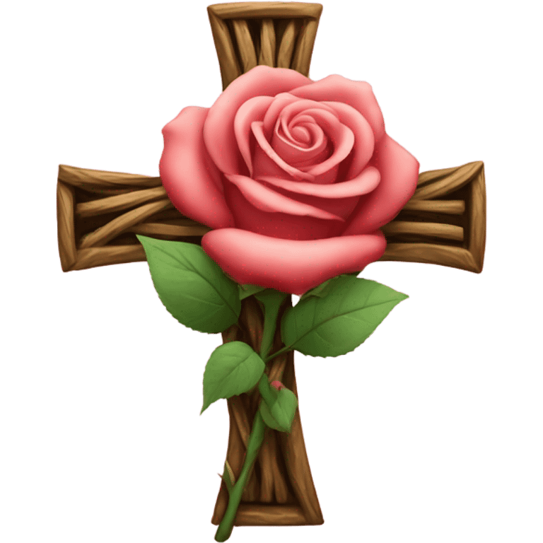 Rose wrapped around a cross emoji