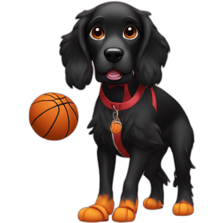 cocker fire black playing basketball emoji