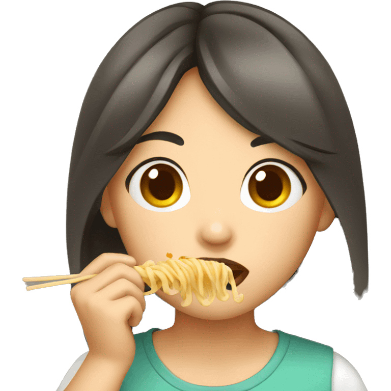 asian girl eating pasta emoji