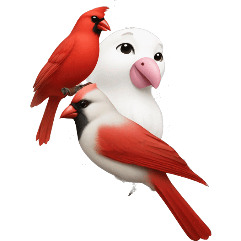 Red cardinal and white dove on branch  emoji