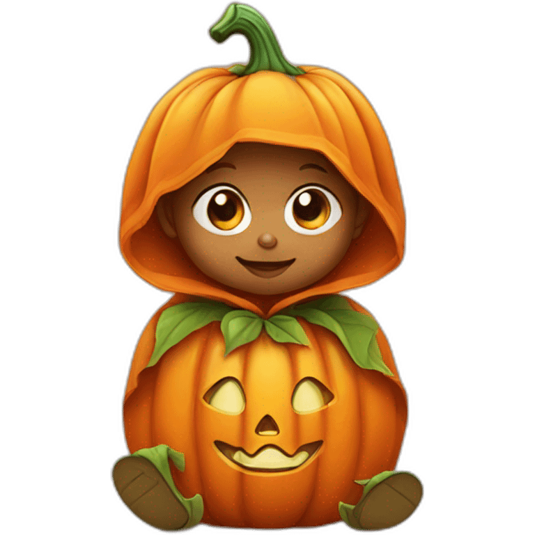 Baby disguised as a pumpkin emoji