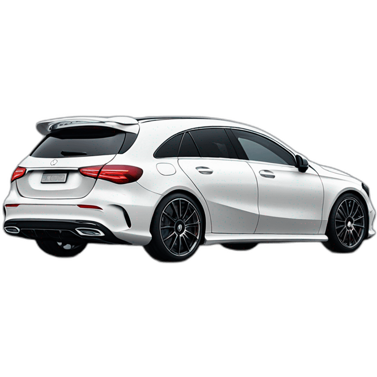 White Mercedes a 35 with areodynamic kit and night package emoji