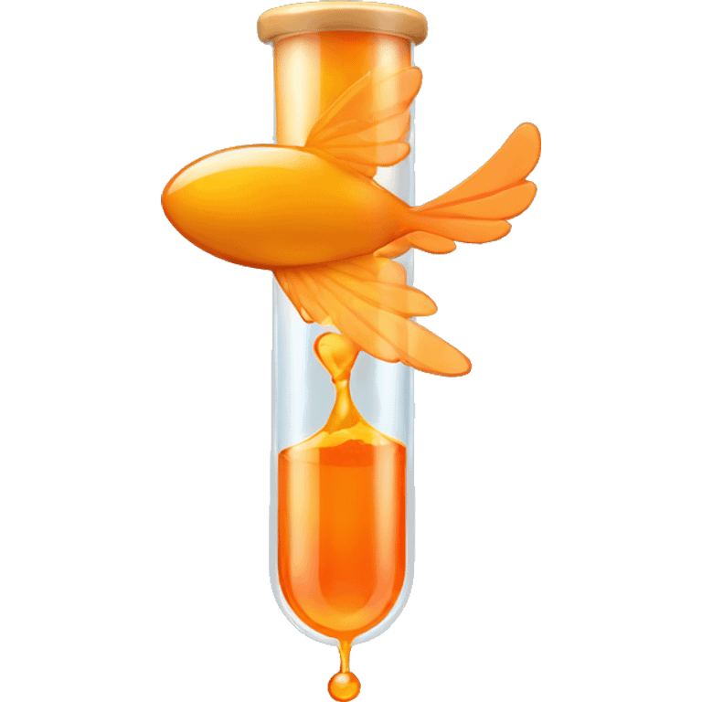 a flying test tube with orange liquid and wings  emoji