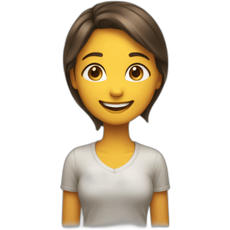 Engaging girl emoji with a radiant smile, expressive eyes, and a hint of a soothing voice. emoji