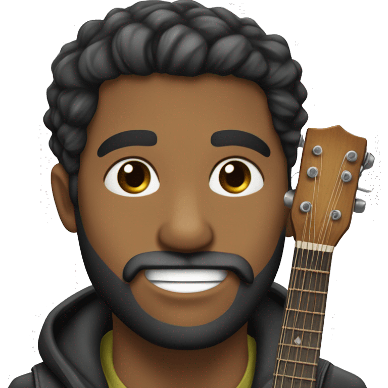 Homem moreno claro cabelo preto barba tocando violão  emoji