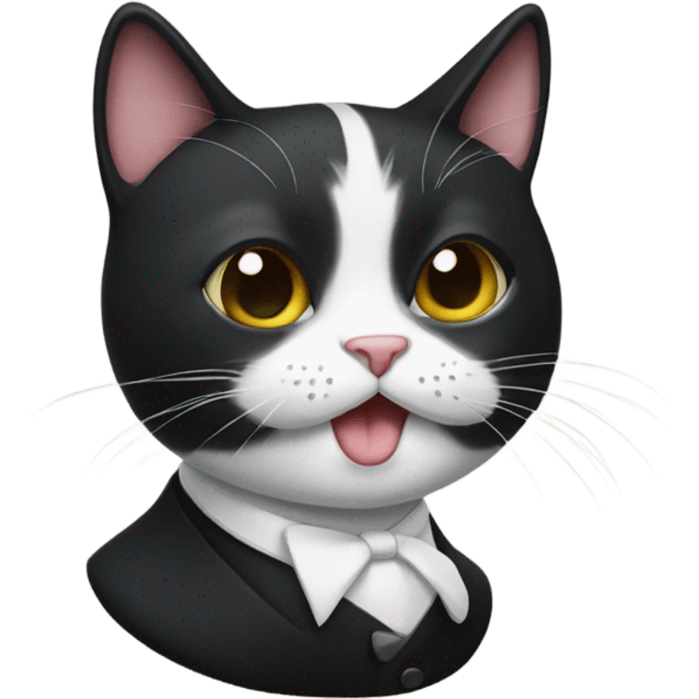 Tuxedo cat with mustache  emoji