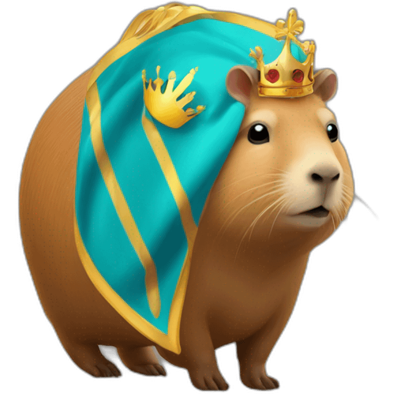 Un capybara avec une cape de roi et une courone emoji