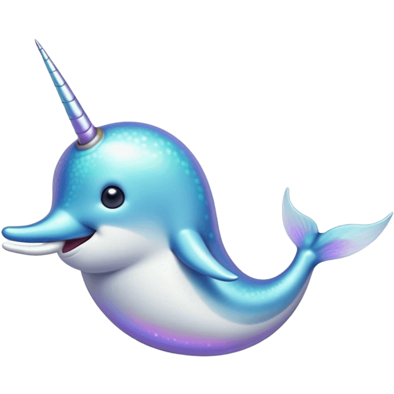 Cinematic Noble Narwhal Portrait Emoji, Poised and regal, with a sleek, iridescent body and a distinctive spiraled tusk, deep-set soulful eyes reminiscent of the ocean depths, Simplified yet sharp and sophisticated features, highly detailed, glowing with a soft, mystical glow, high shine, intelligent and enigmatic, stylized with an air of mythical allure, focused and graceful, soft glowing outline, capturing the essence of a watchful and confident sea unicorn that feels as though it could step out of the screen with effortless authority! emoji