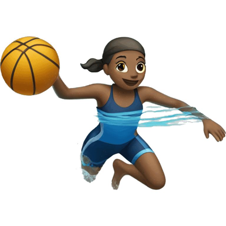 girl swimming while practicing basketb emoji