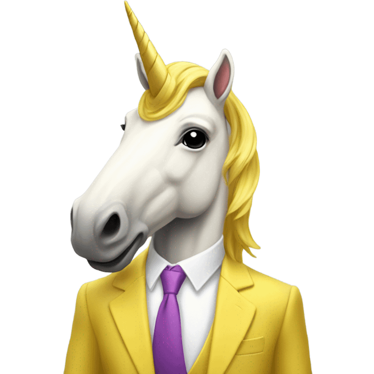 Unicorn wearing YELLOW suit emoji