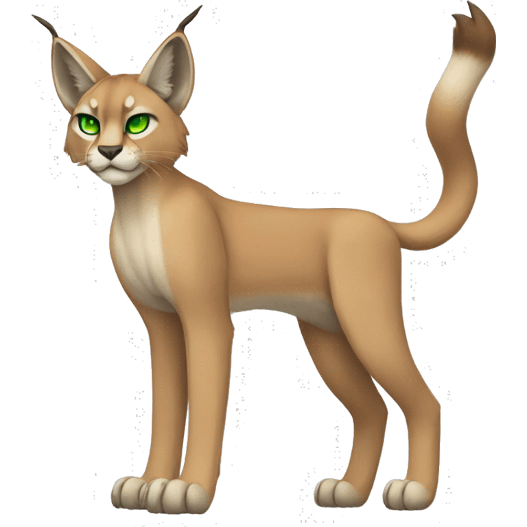 Lynx-Caracal-Fakemon-hybrid with orange points, green eyes brown toes, and short tail, full body emoji